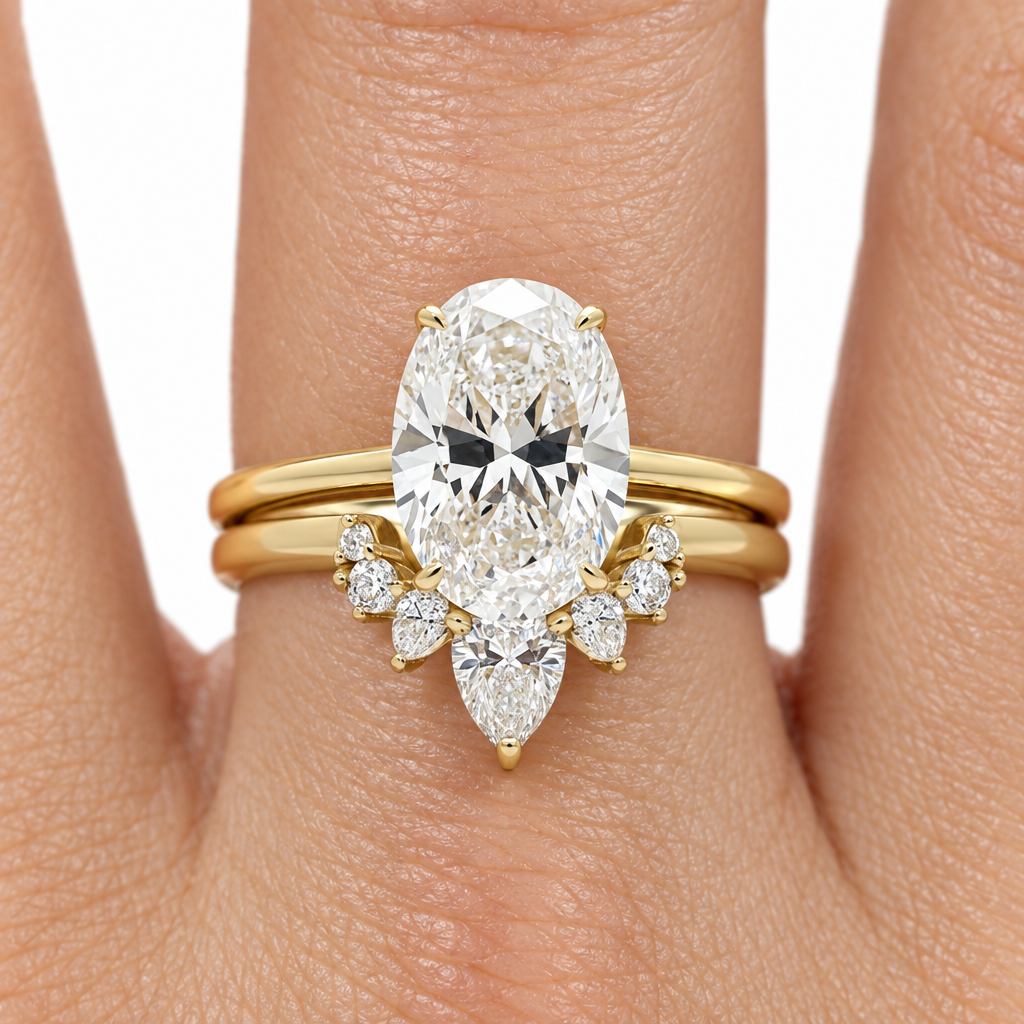 3.5 ct Oval Cut Solitaire Yellow Gold Diamond Birthstone Wedding Set-Evani Jewelry