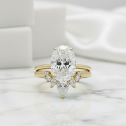 3.5 ct Oval Cut Solitaire Yellow Gold Diamond Birthstone Wedding Set-Evani Jewelry
