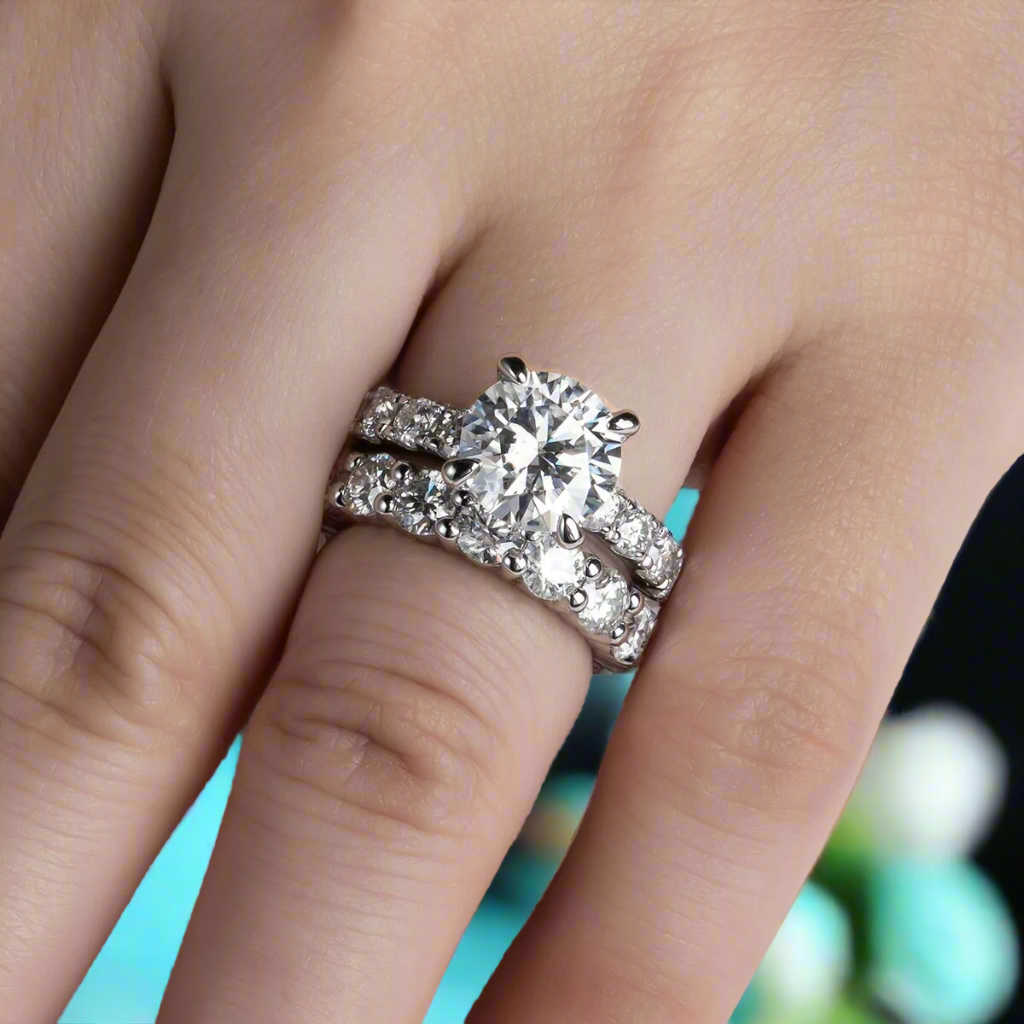 3.5 ct Round Diamond Engagement Ring Set-Evani Jewelry