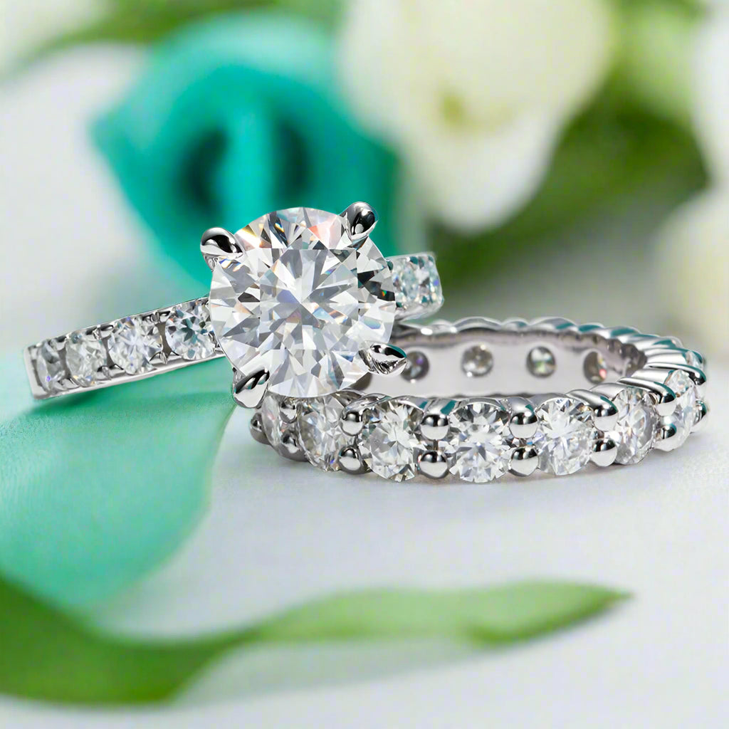3.5 ct Round Diamond Engagement Ring Set-Evani Naomi Jewelry