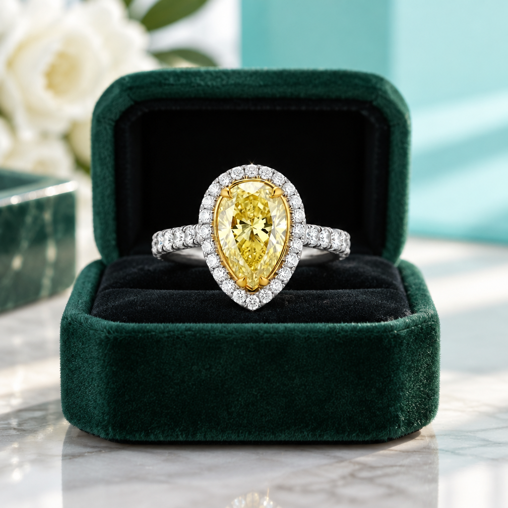 3.50 Ct Fancy Topaz Pear Cut Engagement Ring