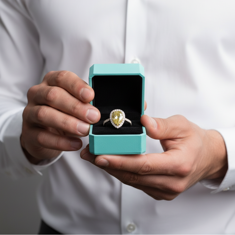 3.50 Ct Fancy Topaz Pear Cut Engagement Ring