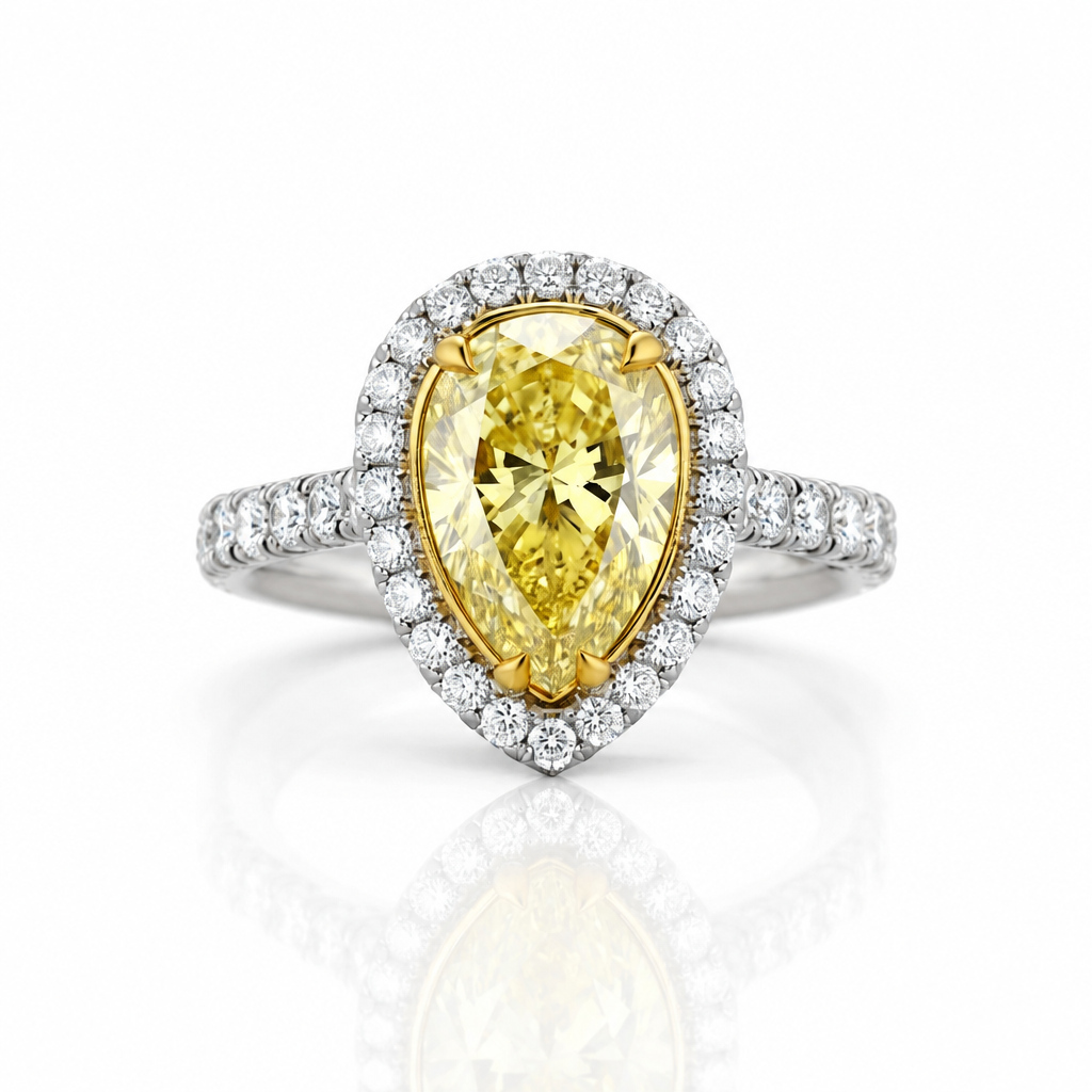 3.50 Ct Fancy Topaz Pear Cut Engagement Ring