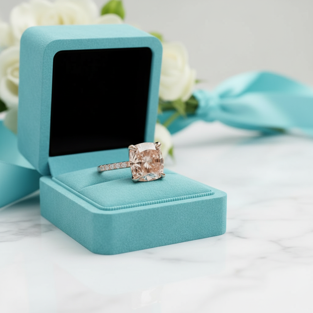 3.50 Ct Rose Gold Cushion Cut Tourmaline Engagement Ring - Evani Naomi Jewelry
