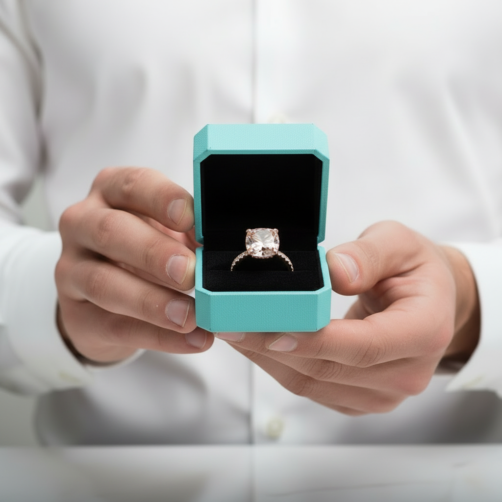 3.50 Ct Rose Gold Cushion Cut Tourmaline Engagement Ring