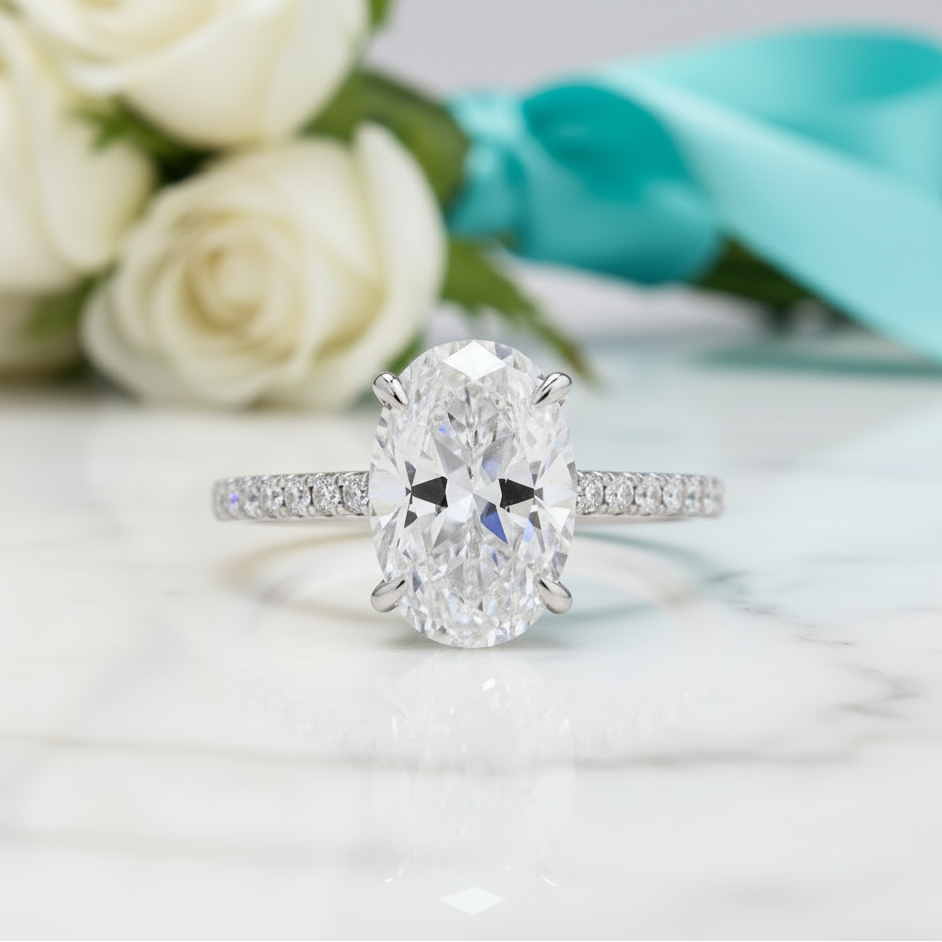3.50 ct Classic Oval-cut Diamond Engagement Ring-Evani Jewelry