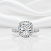 3.50 ct Cushion Cut Diamond Option Halo Engagement Ring - Evani Naomi Jewelry