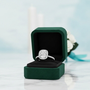 3.50 ct Cushion Cut Diamond Option Halo Engagement Ring - Evani Naomi Jewelry