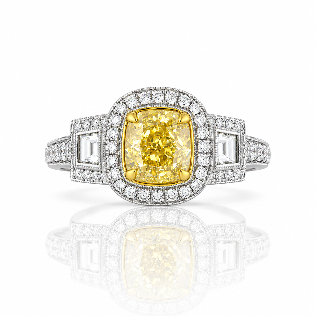 3.50 ct Fancy Topaz Cushion Cut Birthstone Engagement Ring