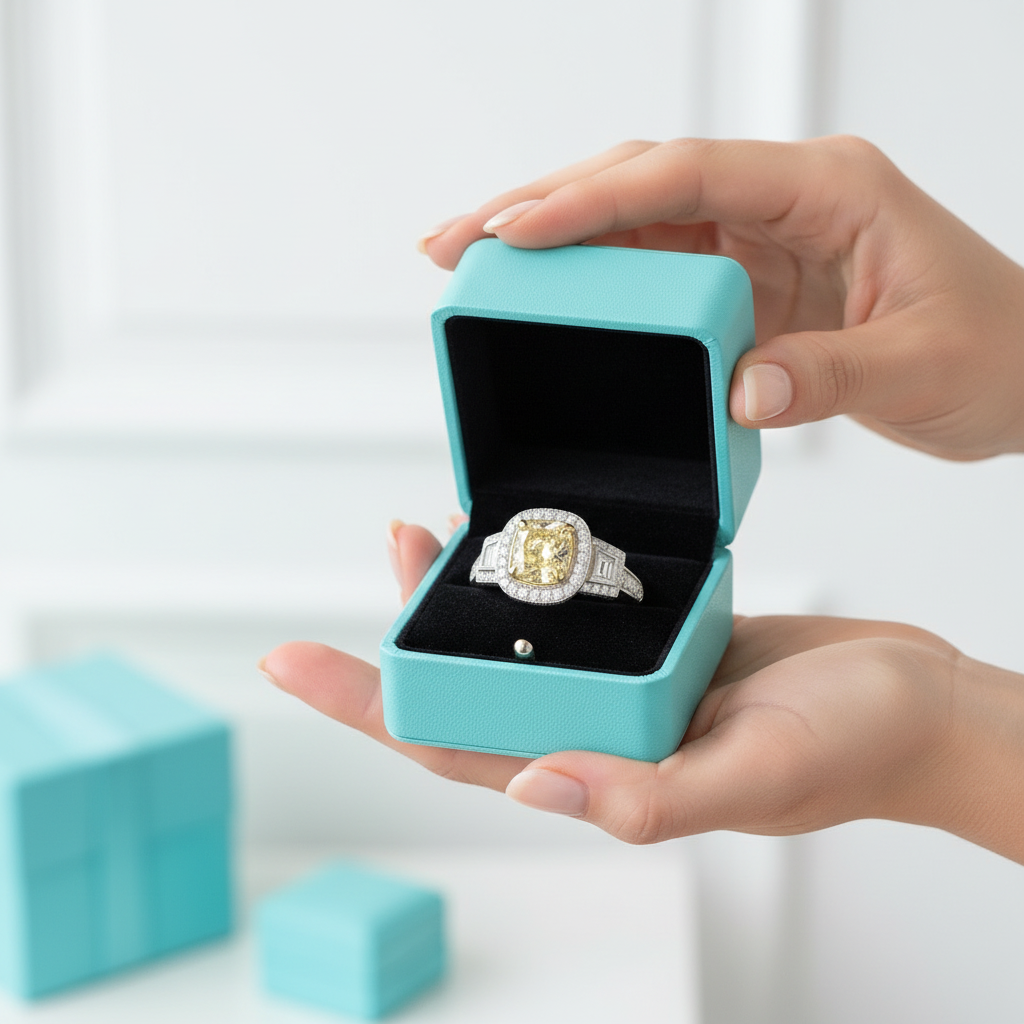 3.50 ct Fancy Topaz Cushion Cut Engagement Ring