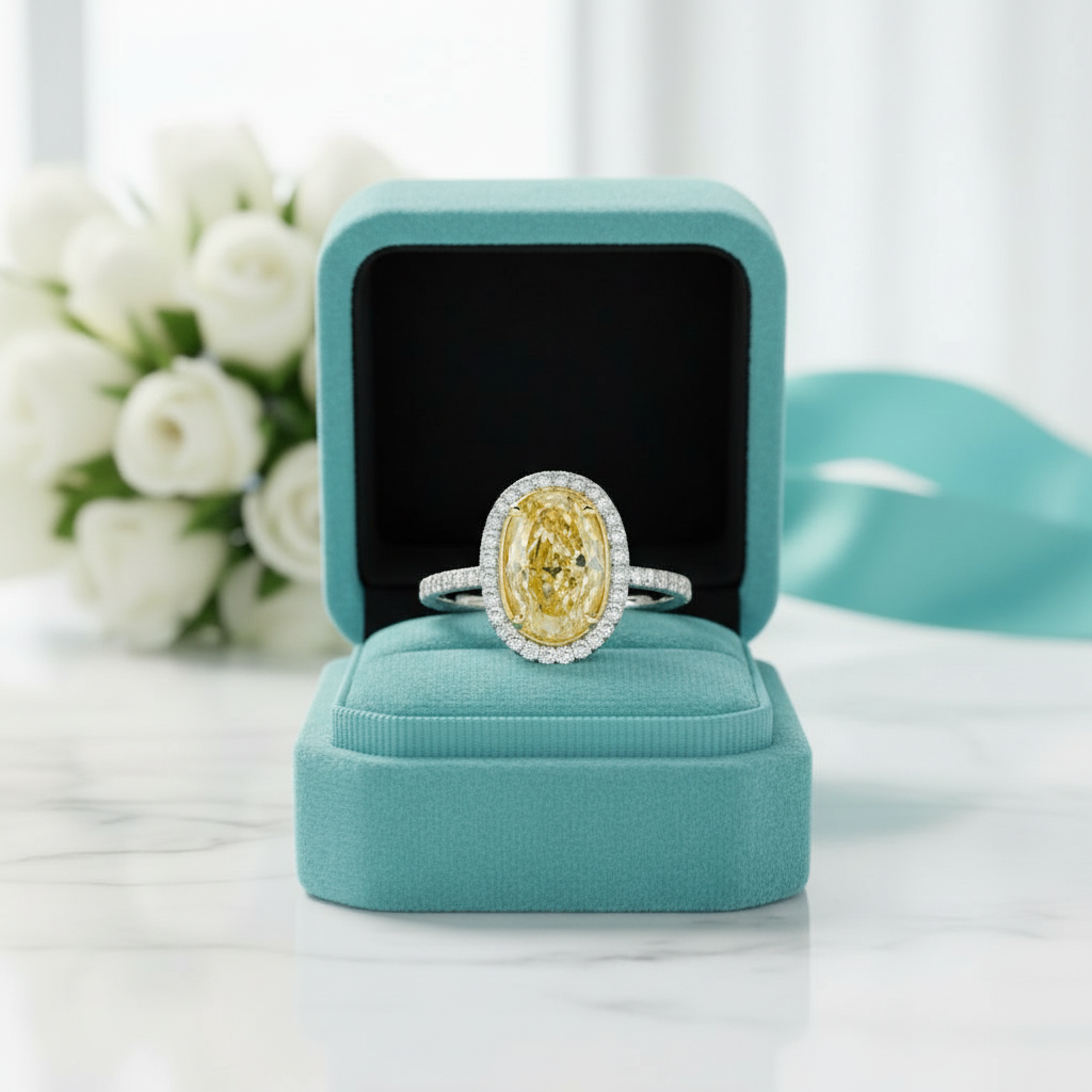 3.50 ct Topaz Birthstone Oval Cut 14k White Gold Engagement Ring - Evani Naomi Jewelry