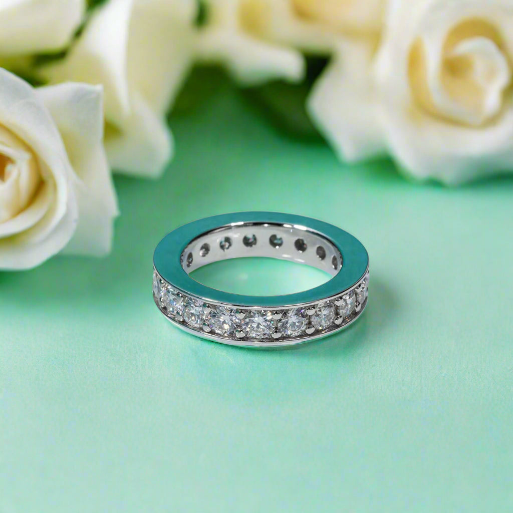 3.5mm Round Cut Diamond Wedding Band-Evani Naomi Jewelry