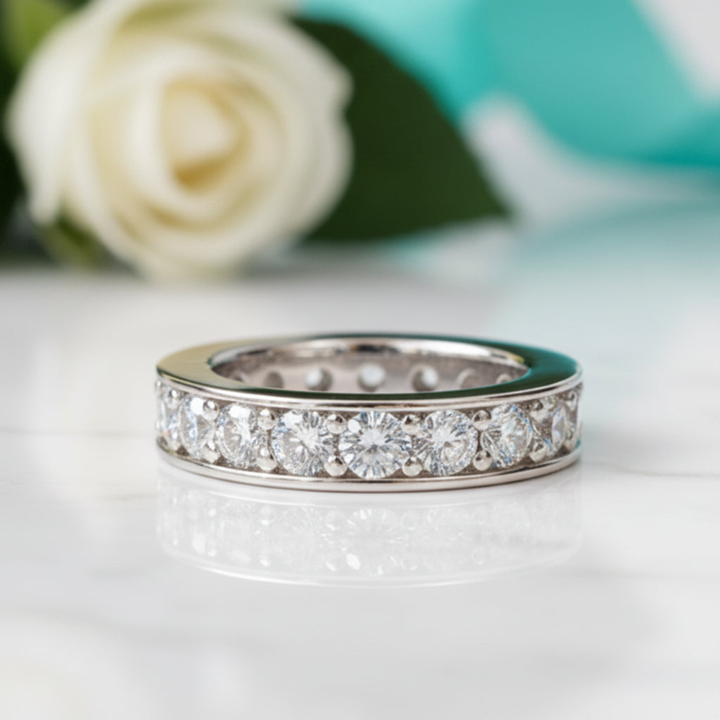 3.5mm Round Cut Diamond Wedding Band-Evani Jewelry