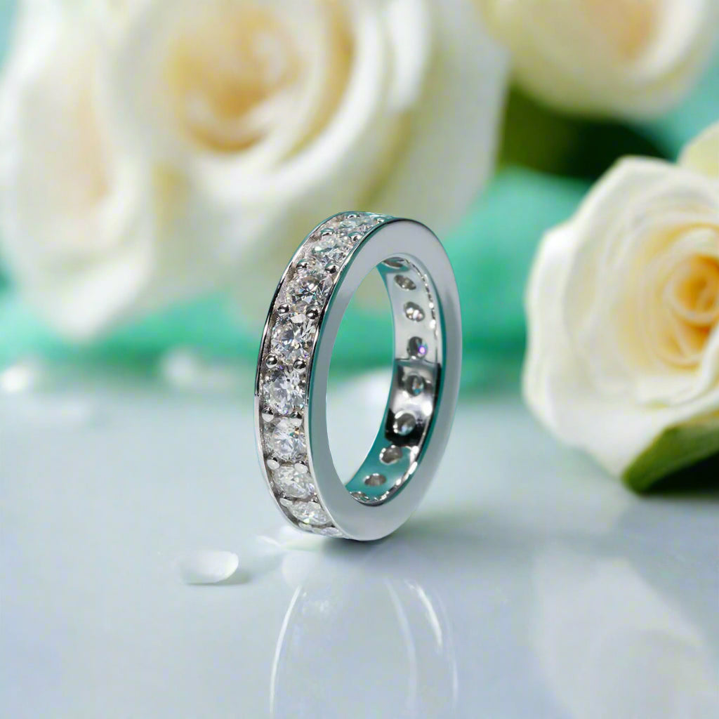 3.5mm Round Cut Diamond Wedding Band-Evani Naomi Jewelry
