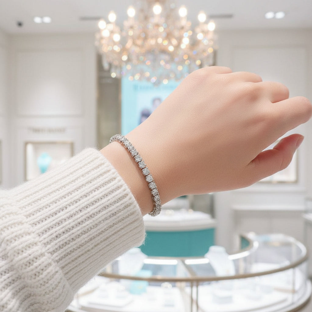 3.5mm Round Diamond Horn Tennis Bracelet-Evani Jewelry