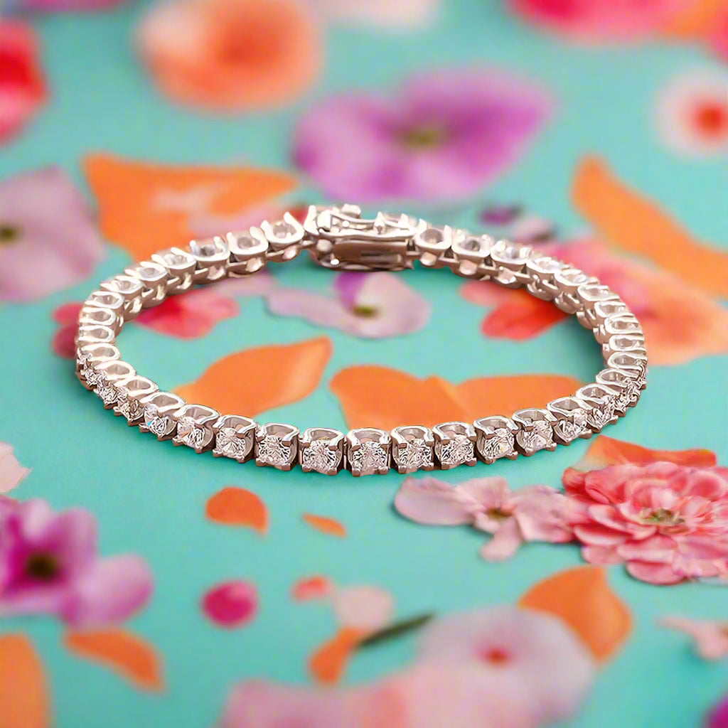 3.5mm Round Diamond Horn Tennis Bracelet-Evani Naomi Jewelry
