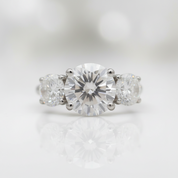 3.6ct 8mm Round Cut Diamond OptionThree Halo Engagement Ring - Evani Naomi Jewelry