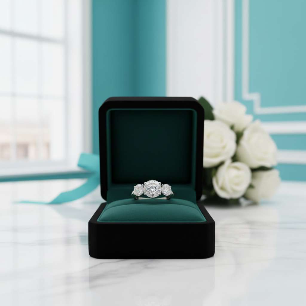 3.6ct 8mm Round Cut Diamond Option Three Halo Engagement Ring - Evani Naomi Jewelry