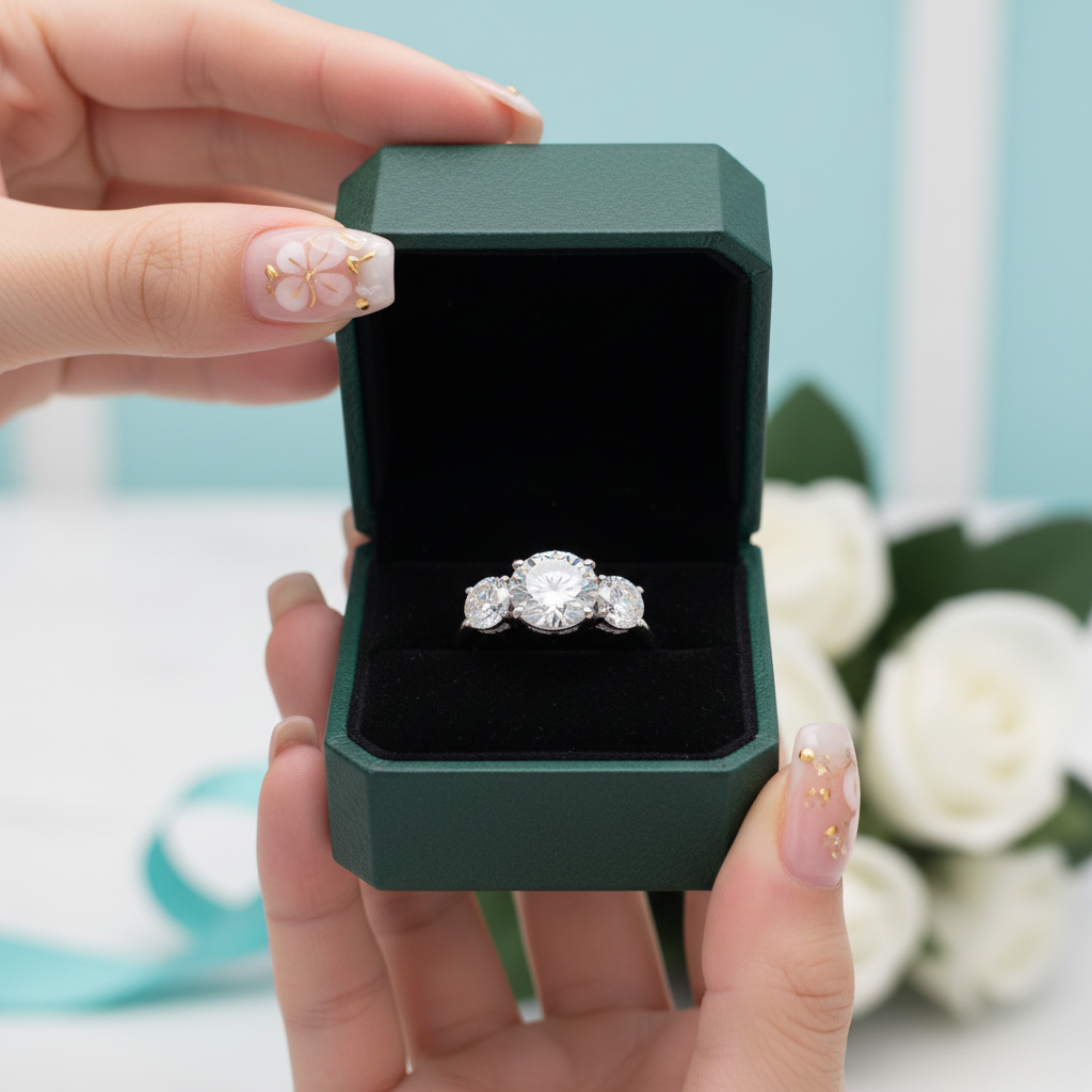 3.6ct 8mm Round Cut Diamond Option Three Halo Engagement Ring - Evani Naomi Jewelry