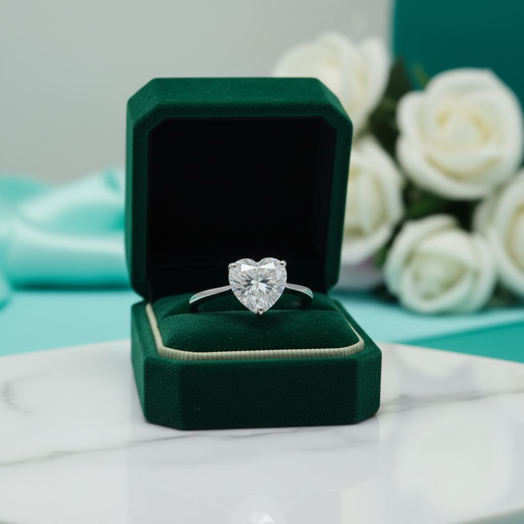 3ct Heart Cut Forever Love Diamond Option Engagement Ring - Evani Naomi Jewelry