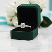 3ct Perfect Round Cut Diamond OptionSquare Arm Engagement Ring - Evani Naomi Jewelry