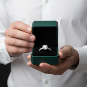 3ct Perfect Round Cut Diamond OptionSquare Arm Engagement Ring - Evani Naomi Jewelry