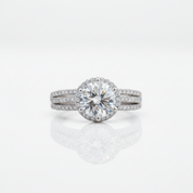 3ct Round Brilliant Cut Diamond OptionHalo Engagement Ring - Evani Naomi Jewelry