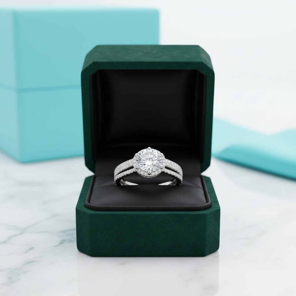 3ct Round Brilliant Cut Diamond Option Halo Engagement Ring - Evani Naomi Jewelry