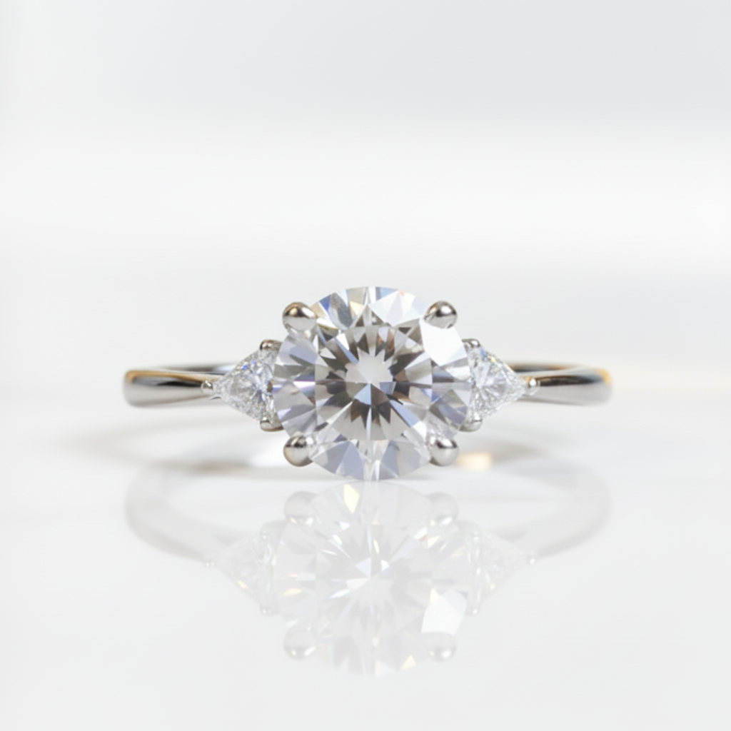 3ct Round Cut Crackling Diamond OptionEngagement Ring - Evani Naomi Jewelry