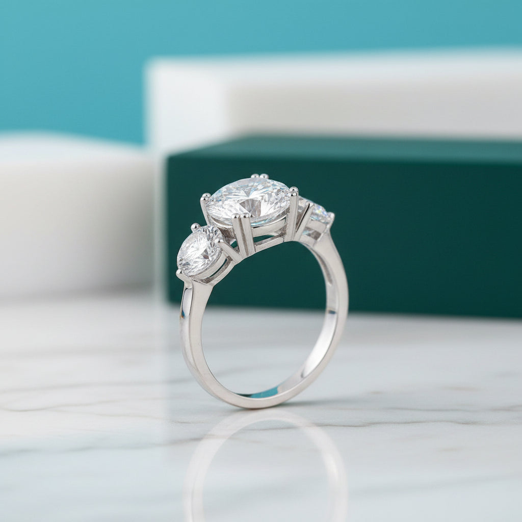 3ct Three Stone Diamond Wedding Ring-Evani Jewelry