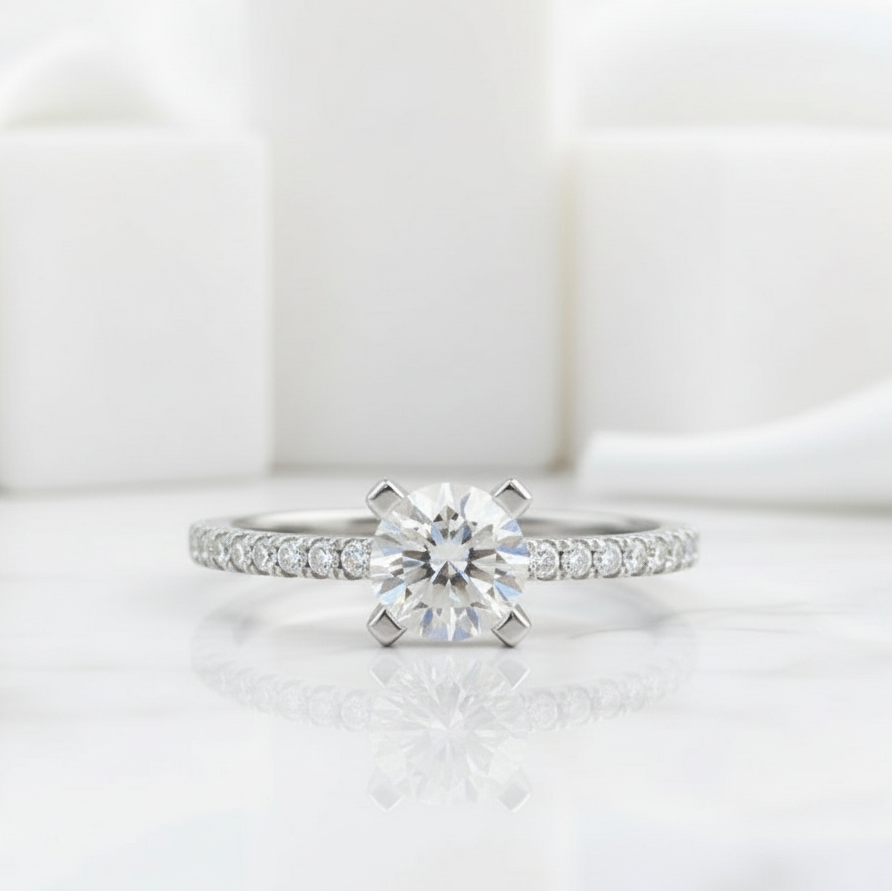 4-Prong 1.00 ct Round Diamond Engagement Ring-Evani Jewelry