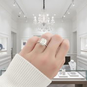 4.0 Ct Cushion Cut Diamond Option14k White Gold Halo Engagement Ring - Evani Naomi Jewelry