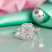 4.0 Ct Cushion Cut Diamond 14k White Gold Halo Engagement Ring-Evani Naomi Jewelry
