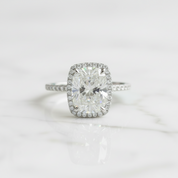4.0 Ct Cushion Cut Diamond Option14k White Gold Halo Engagement Ring - Evani Naomi Jewelry