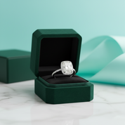 4.0 Ct Cushion Cut Diamond Option14k White Gold Halo Engagement Ring - Evani Naomi Jewelry