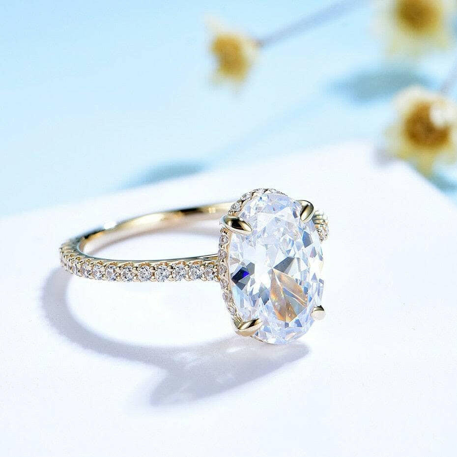 4.0 Ct Oval Cut Diamond Solid Gold Engagement Ring-Evani Naomi Jewelry