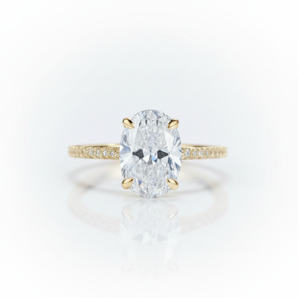 4.0 Ct Oval Cut Diamond OptionSolid Gold Engagement Ring