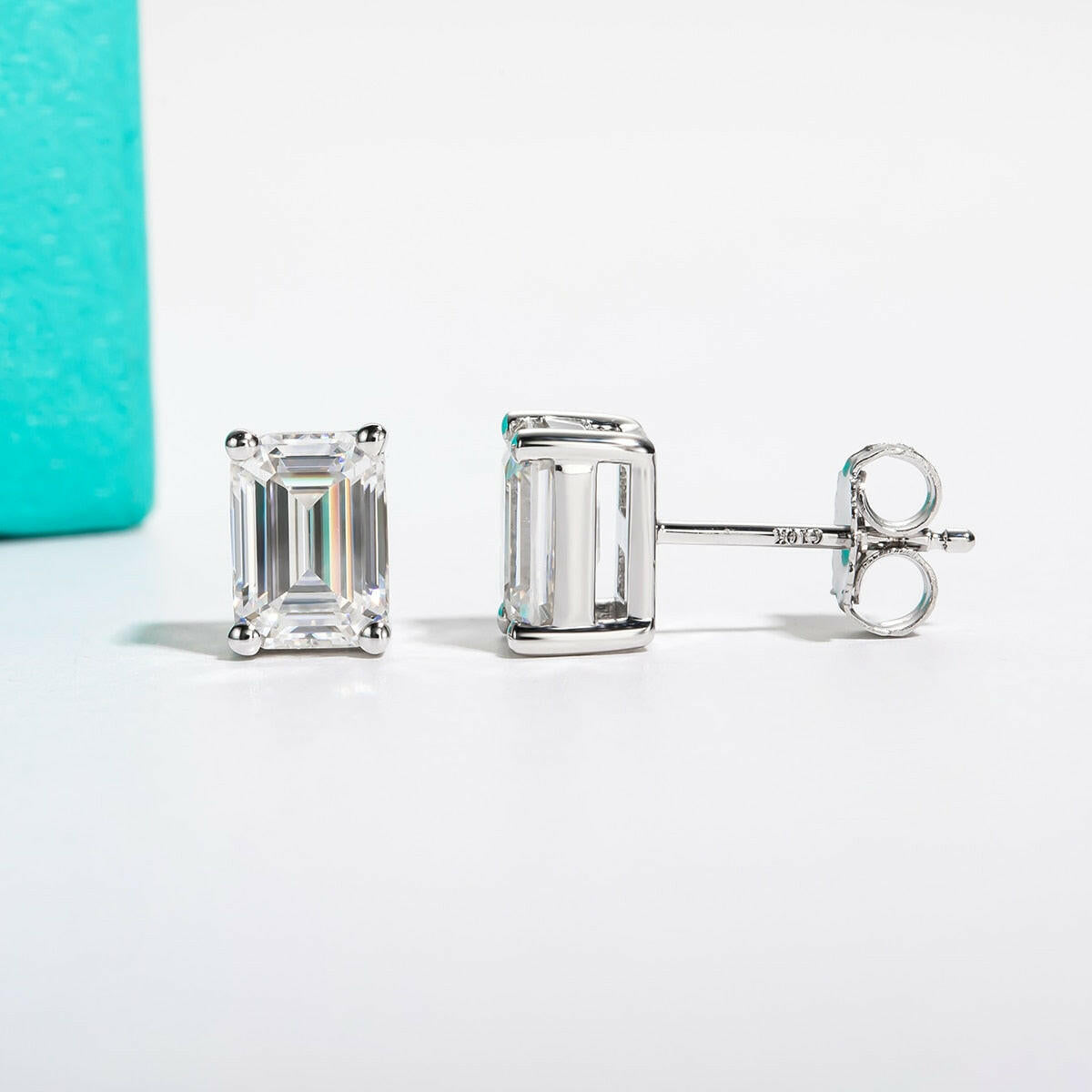 4.0 Cttw Emerald Cut Diamond Stud Earrings-Evani Naomi Jewelry