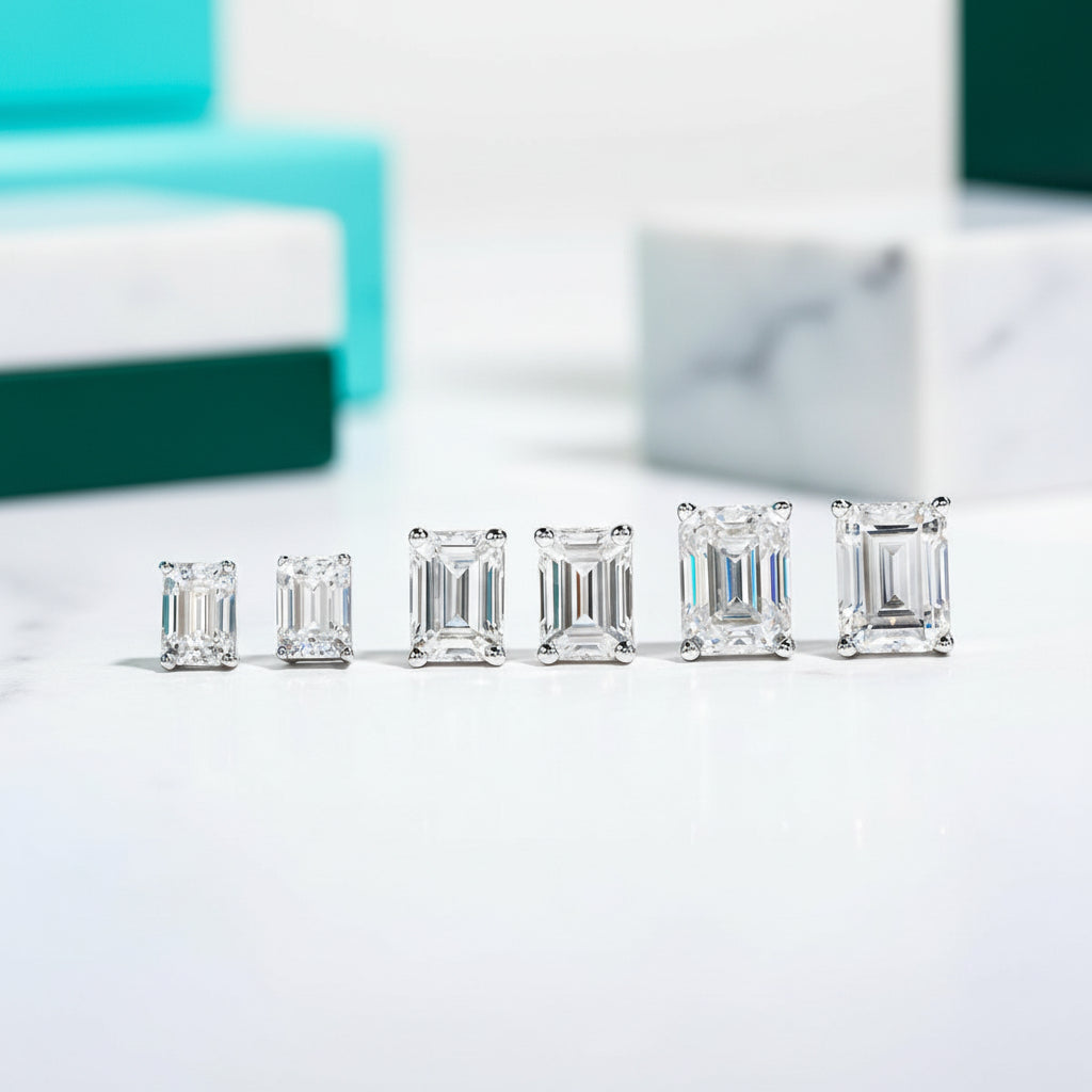 4.0 Cttw Emerald Cut Diamond Stud Earrings-Evani Jewelry
