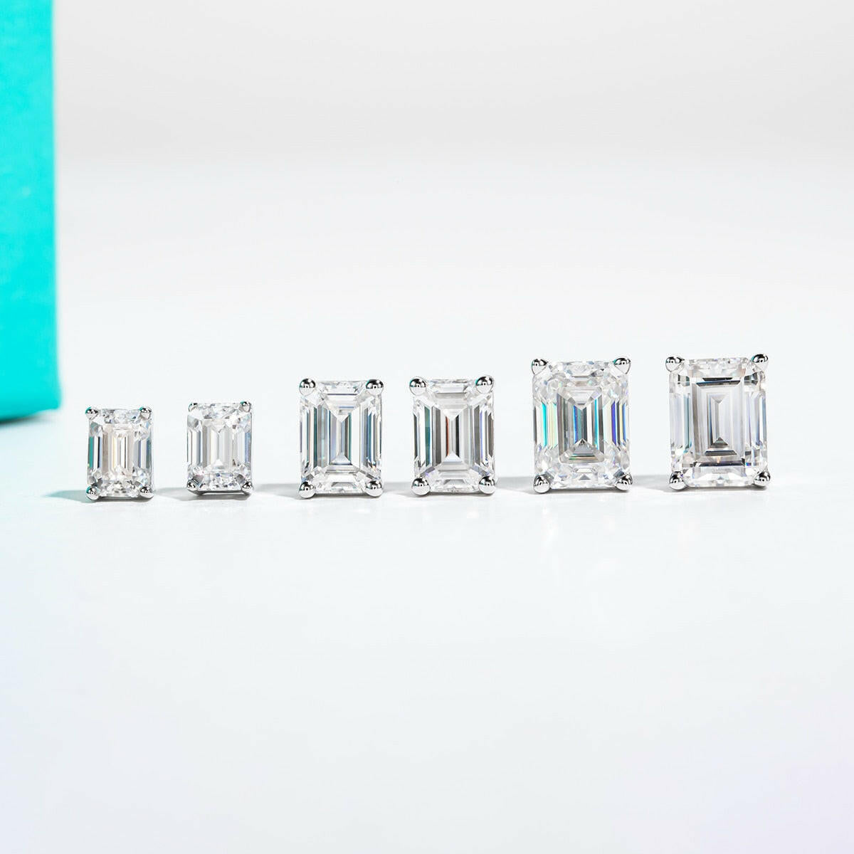 4.0 Cttw Emerald Cut Diamond Stud Earrings-Evani Naomi Jewelry