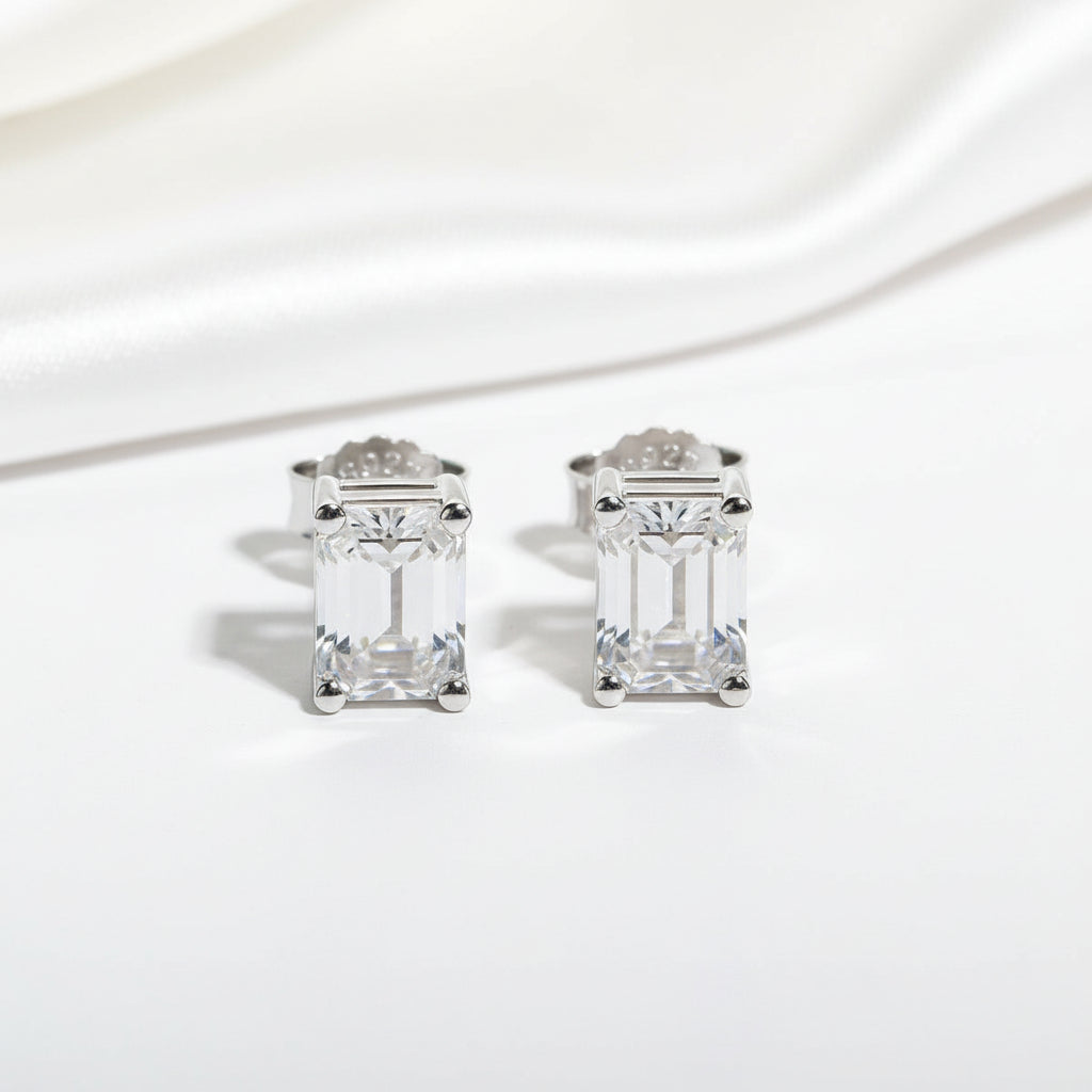 4.0 Cttw Emerald Cut Diamond Stud Earrings-Evani Jewelry