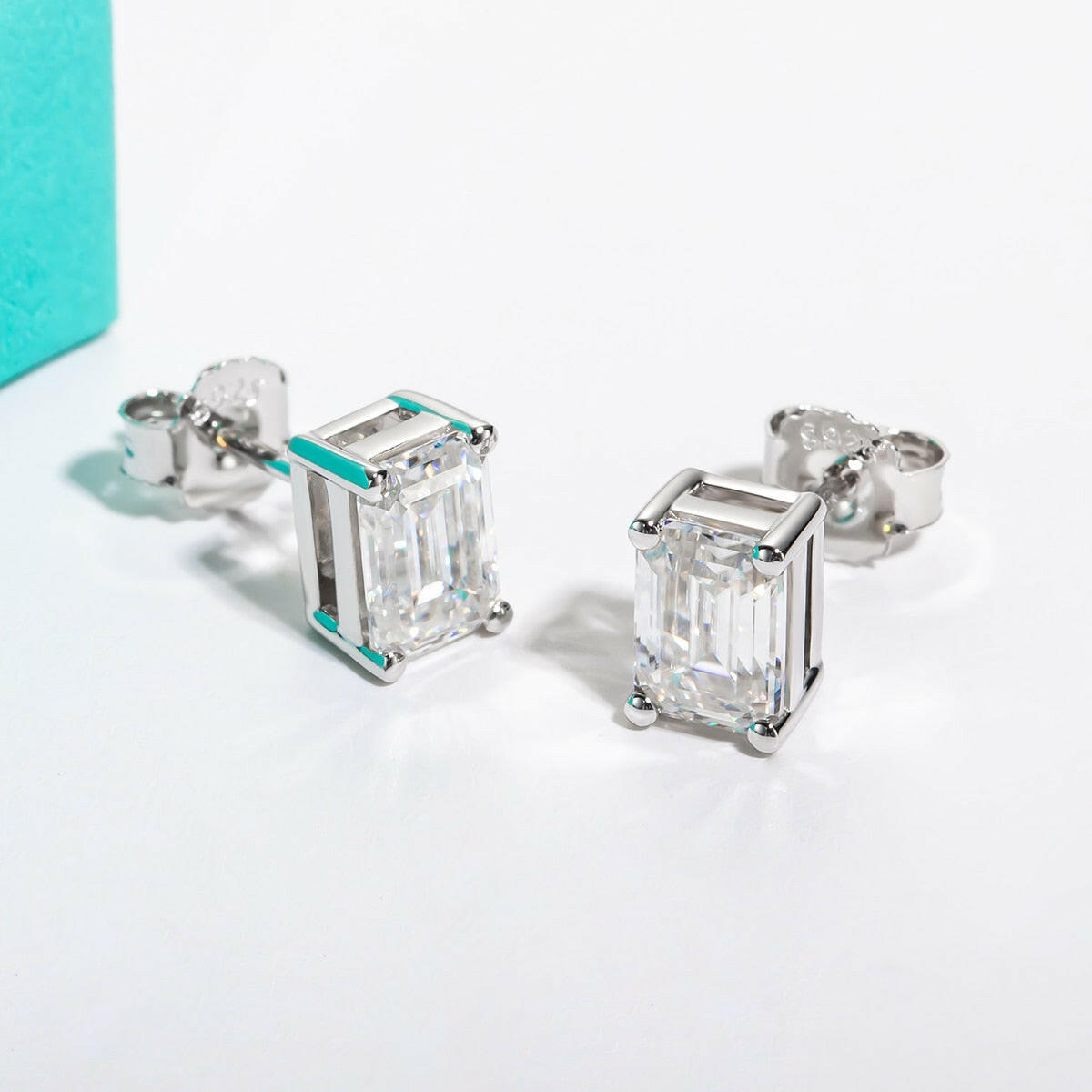 4.0 Cttw Emerald Cut Diamond Stud Earrings-Evani Naomi Jewelry