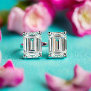 4.0 Cttw Emerald Cut Diamond Stud Earrings-Evani Naomi Jewelry