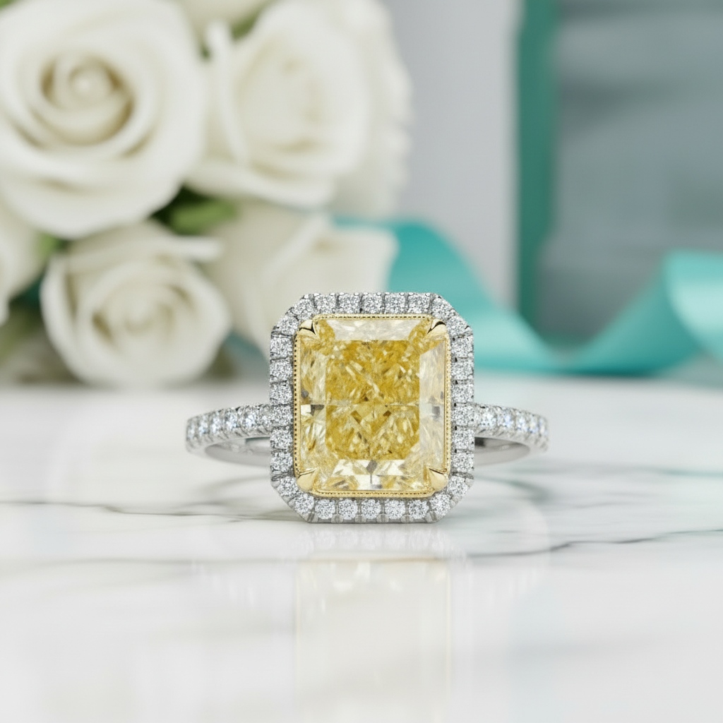 4.0 ct Topaz Radiant Cut Diamond Engagement Ring-Evani Jewelry