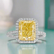 4.0 ct 14k White Gold Light Yellow Radiant Cut Diamond Engagement Ring-Evani Naomi Jewelry