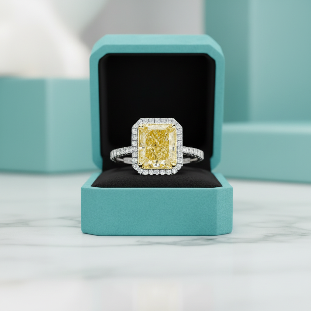 4.0 ct Radiant Cut 14k White Gold Engagement Ring - Evani Naomi Jewelry