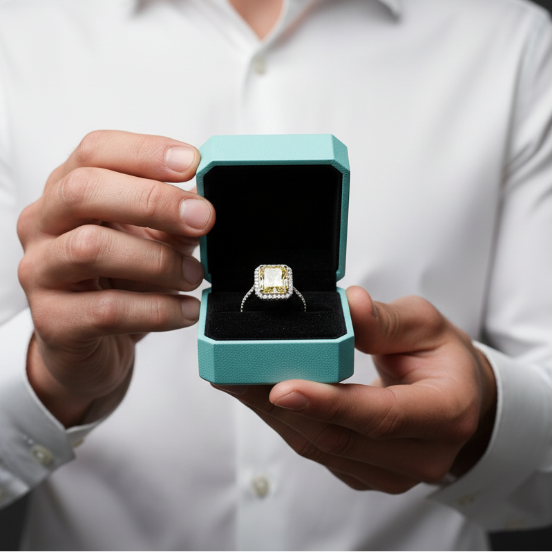 4.0 ct Radiant Cut 14k White Gold Engagement Ring