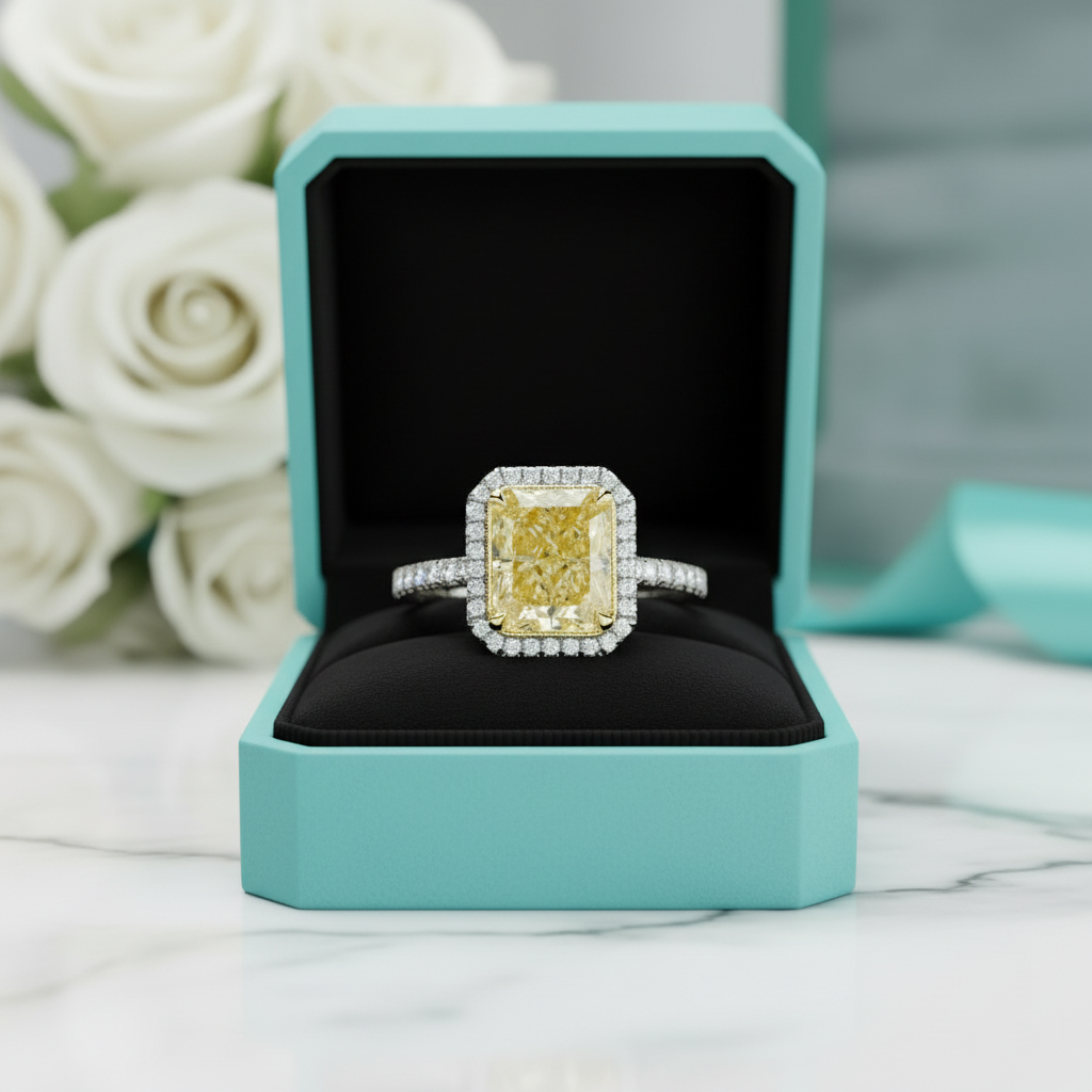 4.0 ct Topaz Radiant Cut Engagement Ring - Evani Naomi Jewelry