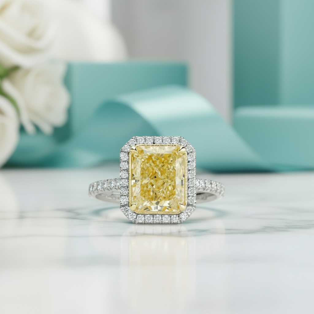 4.0 ct Radiant Cut 14k White Gold Engagement Ring