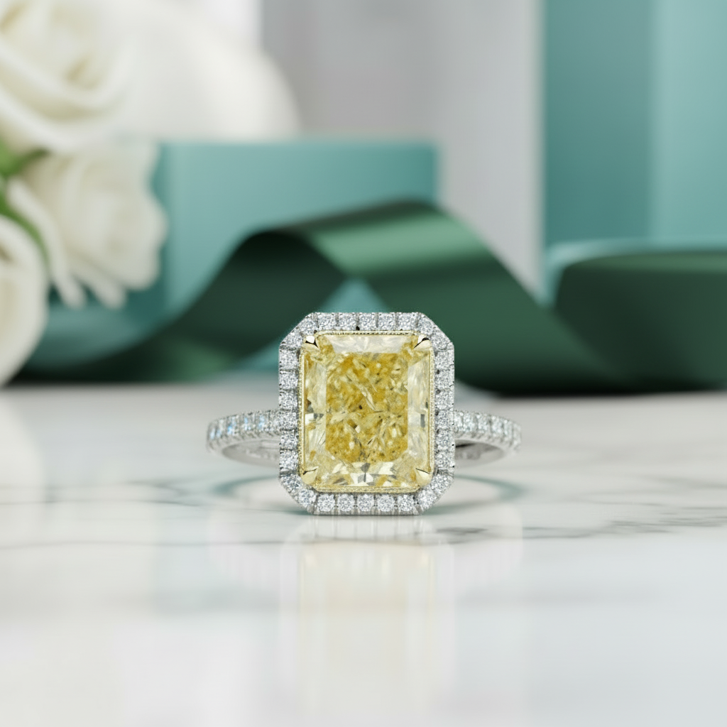 4.0 ct Radiant Cut 14k White Gold Engagement Ring - Evani Naomi Jewelry